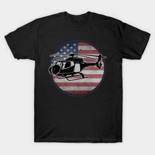 Helicopter Pilot USA American Flag T-Shirt